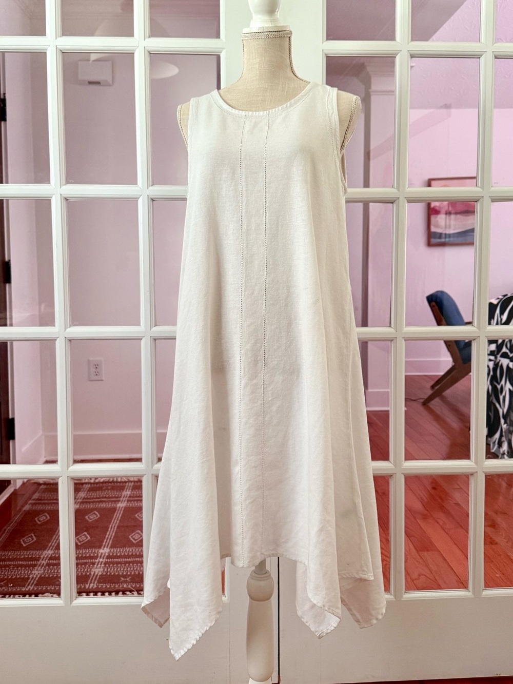 For Cynthia Linen Asymmetrical Hem Dress